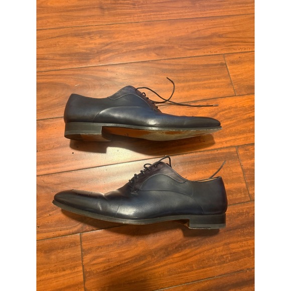 Magnanni Other - Magnanni Mens Navy Blue Leather Medallion Toe Derby Dress Shoes Size 11 M